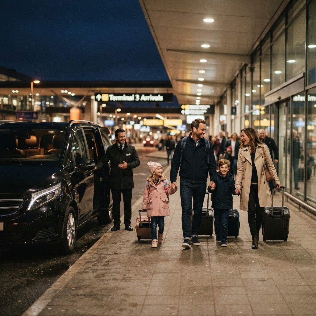 Transferts aéroports en hiver : pneus, neige et vols matinaux, notre organisation